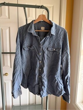 J. Crew chambray button-down shirt in denim blue